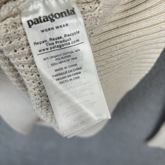 Patagonia Ponderosa Pine Sweater Womens XS Cream  1/4 Zip Waffle Knit Outdoor - Picture 4 of 8